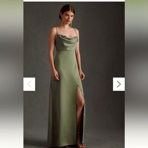 BHLDN Remy Cowl-Neck Faux-Wrap Satin Gown